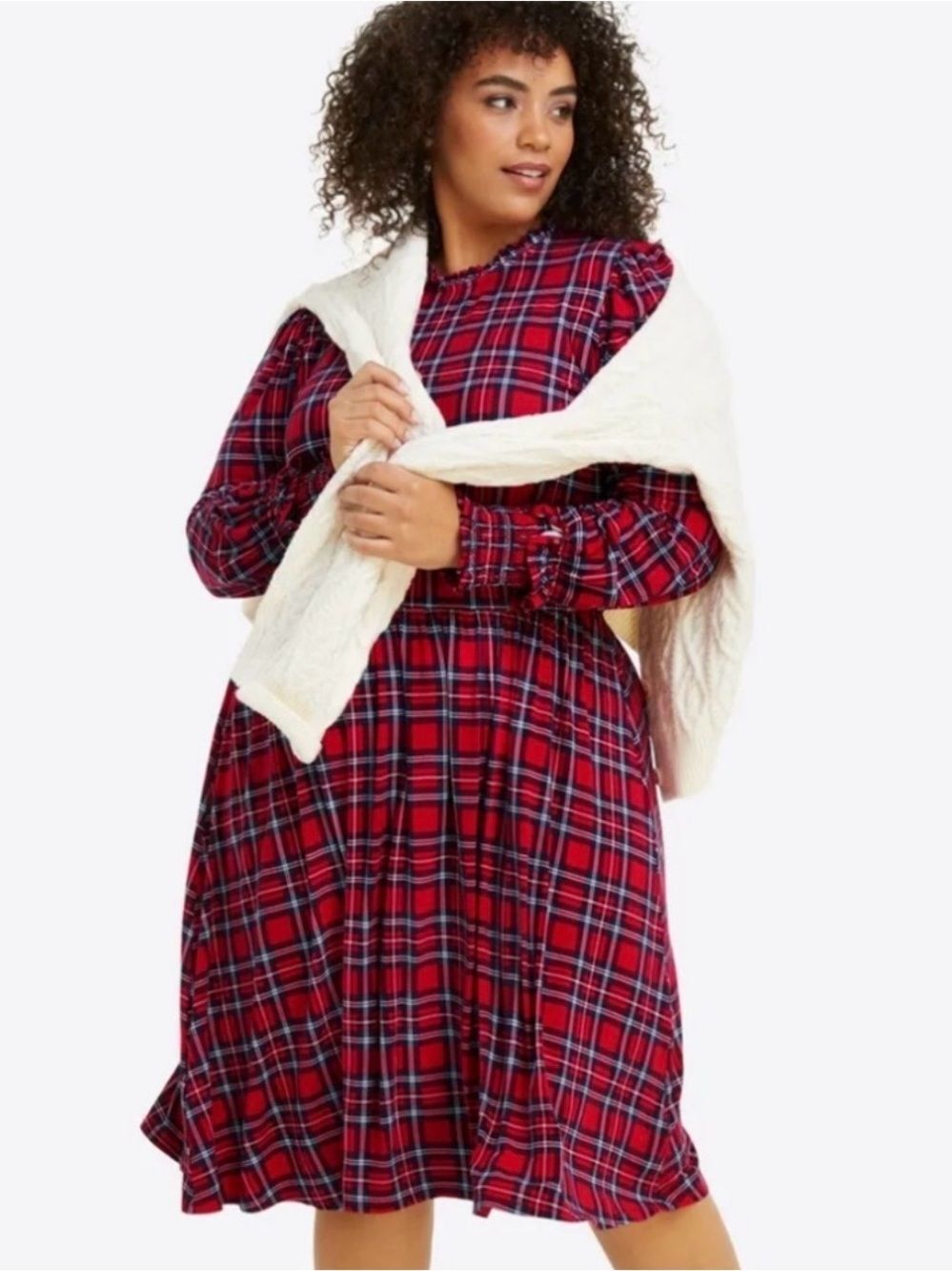 DRAPER JAMES Fit and Flare Babydoll Red Plaid Dress Size XL